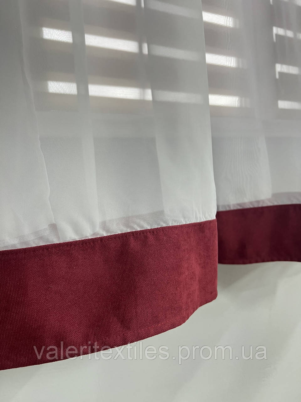 Тюль арка - Кухонний готовий тюль Velvet №135- Бордовый - фото 9 - id-p2065129092