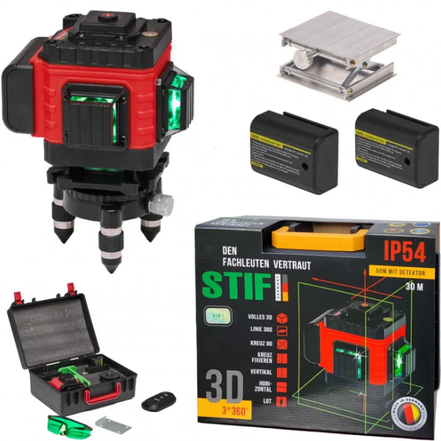 Лазерний рівень STIF Germany BL-05R (+2 АКБ, мікроліфт), фото 1