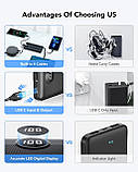 VRURC 10000 mAh Power Bank з вбудованими кабелями, USB C Battery Pack повербанк павербанк, фото 5