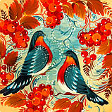 Тарілка декоративна Петриківський розпис ручної роботи з дерева 15 см ПТАХИ і КАЛИНА Український сувенір, фото 6