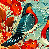 Тарілка декоративна Петриківський розпис ручної роботи з дерева 15 см ПТАХИ і КАЛИНА Український сувенір, фото 7