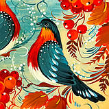 Тарілка декоративна Петриківський розпис ручної роботи з дерева 15 см ПТАХИ і КАЛИНА Український сувенір, фото 8