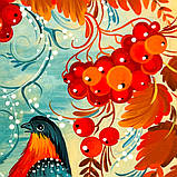 Тарілка декоративна Петриківський розпис ручної роботи з дерева 15 см ПТАХИ і КАЛИНА Український сувенір, фото 9