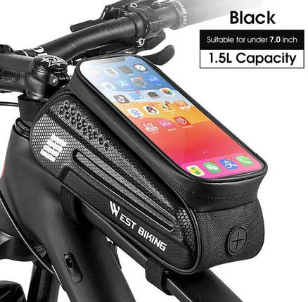 Велосумка WEST BIKING на раму під смартфон 7" (1,5л), фото 1