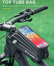Велосумка WEST BIKING на раму під смартфон 7" (1,5л), фото 3