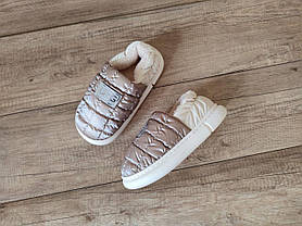 Угги дутики UGG короткие стеганые КОФЕЙНЫЕ двухцветные слипоны мокасины утепленные зимние унисекс, фото 2