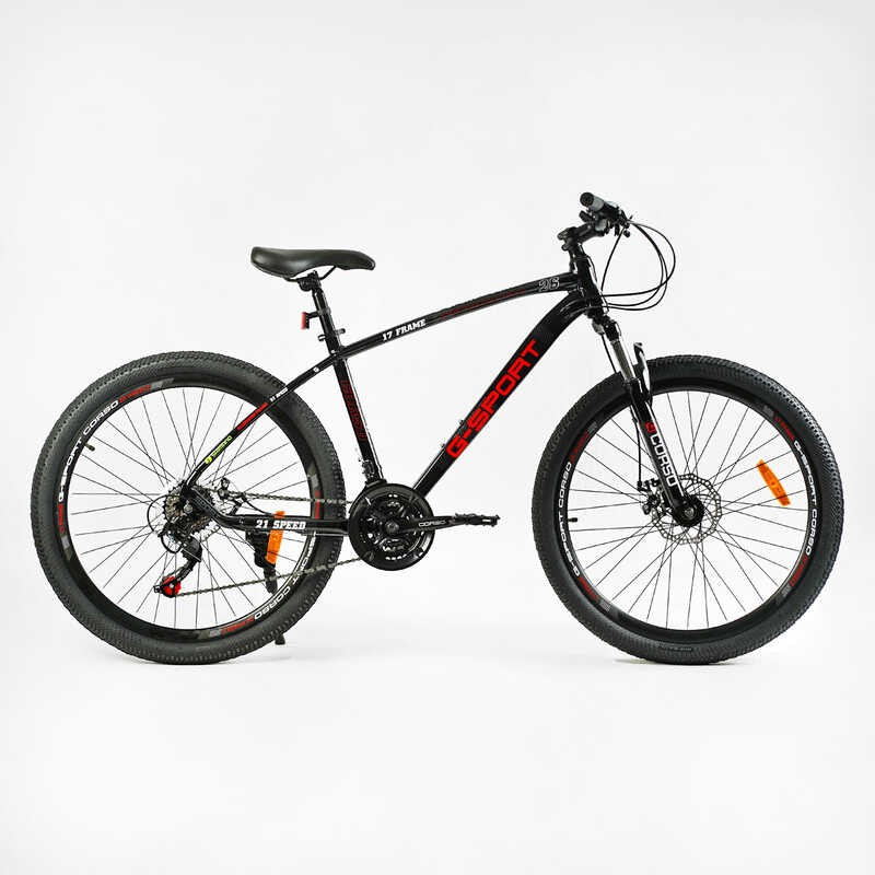 Велосипед Спортивний CORSO «G-SPORT» 26" дюймов G-26124 (1) рама алюмінієва 13``, обладнання Shimano 21 швидкість, зібран на 75%
