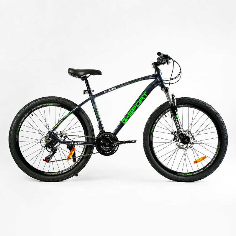 Велосипед Спортивний CORSO «G-SPORT» 26" дюймов G-26235 (1) рама алюмінієва 13``, обладнання Shimano 21 швидкість, зібран на 75%