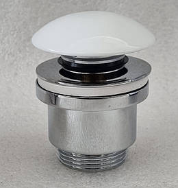 Латунний донний клапан для умивальника клікклак (Click-clack) автомат Frap F62-8 з керамічною білою накладкою