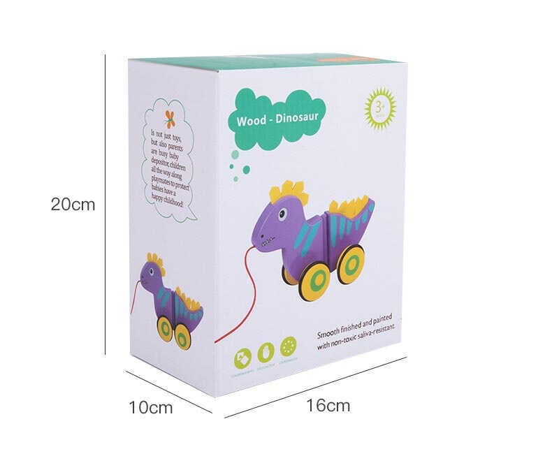 Дерев`яна каталка C 63987 (30) “Динозаврик”, виляє хвостом, фетрові шипи, в коробці