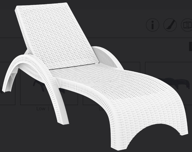 Шезлонг ротанг із підлокітниками Siesta 860 Fiji White