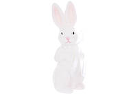 Фигурка декоративная Кролик с бантом с флоковым напылением 8*21.5см, цвет белый