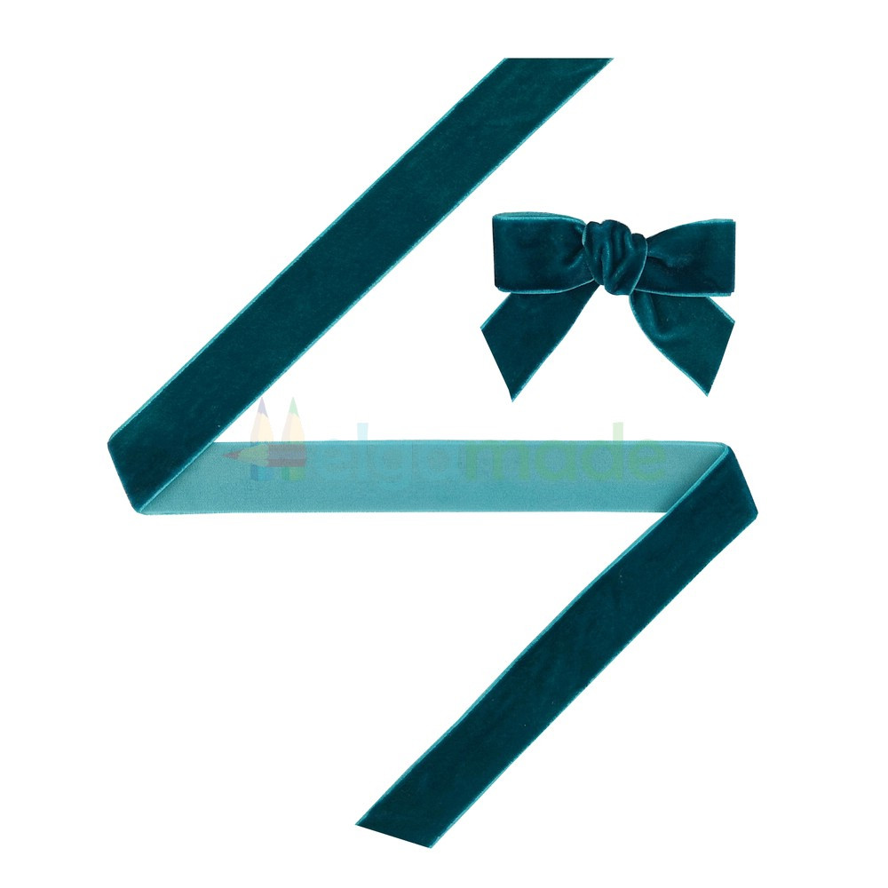 Стрічка оксамитова ТЕМНО-БІРЮЗОВА, 25 мм, фото 1