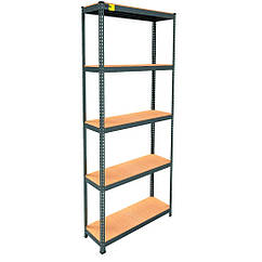Металевий складський стелаж Emby Light Series (розмір 2400х900x300мм) 5 полиць ДСП до 100кг Чорний