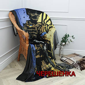 Плед велюровий з патріотичним 3D-принтом 135*160 "Незламний воїн ЗСУ", фото 3
