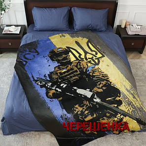 Плед велюровий з патріотичним 3D-принтом 135*160 "Незламний воїн ЗСУ", фото 2