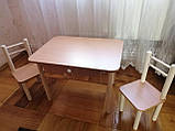 Дитячий столик і стільці дерева і ЛДСП від виробника стілець-стол стіл і стільці для дітей білий У1335, фото 9