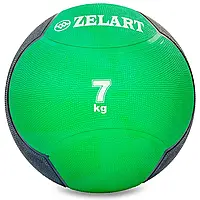 Мяч медицинский медбол Zelart Medicine Ball FI-5121-7 7кг зеленый-черный