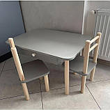 Дитячий столик і 1 стілець від виробника дерева і ЛДСП стілець-стол стіл білий п 4566 40 см або 50 см., фото 8