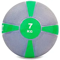 Мяч медицинский медбол Zelart Medicine Ball FI-5122-7 7кг серый-зеленый