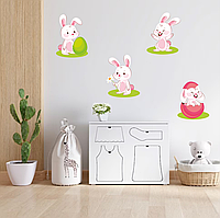 Виниловая интерьерная наклейка цветная декор на стену, обои и другие поверхности "Зайцы. Кролики. Белые зайцы"