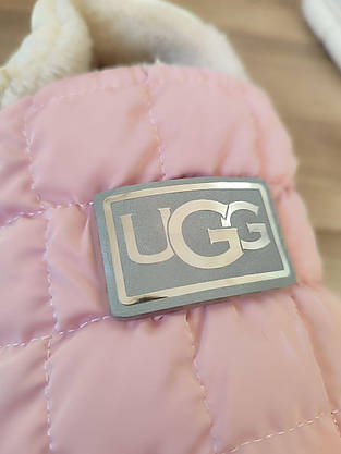 РОЗОВЫЕ Угги дутики короткие теплые PINK UGG зима женские мокасины теплые слипоны, фото 4