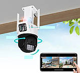 Камера IP Wi-Fi зовнішня бездротова 2 незалежних об'єктива по 3Mpx Зовнішня вулична камера спостереження, фото 7