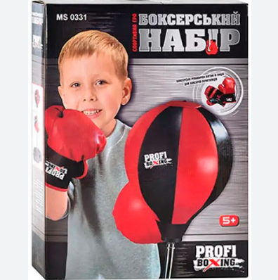 Ігровий боксерський дитячий набір MS 0331 з регульованою грушею і рукавичками METR+ (5+))