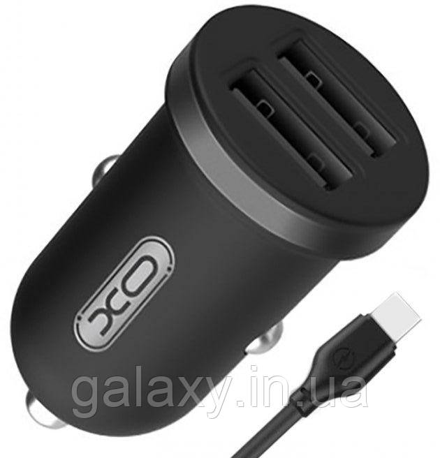 Зарядний пристрій XO 2xUSB із кабелем USB-Type-C TZ08 чорний