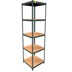 Металевий складський стелаж Emby Light Series (розмір 2400х600x600мм) 5 полиць ДСП до 100кг Чорний