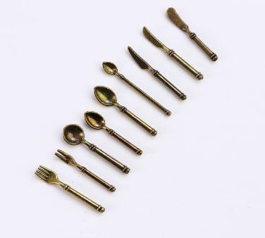 Мініатюра набір столових приборів 2 см Бронза, фото 1