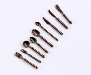 Мініатюра набір столових приборів 2 см Мідь, фото 1