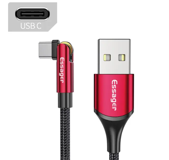 Кабель гнучкий ESSAGER USB Type-C 3А довжина 2 метри Q.C. 3.0 швидка зарядка і передача даних