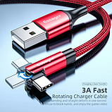 Кабель гнучкий ESSAGER USB Type-C 3А довжина 2 метри Q.C. 3.0 швидка зарядка і передача даних, фото 3