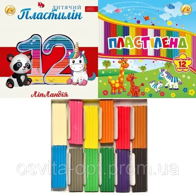 Пластилін 12 кол. 240 гр. В ШОУ-БОКСІ "ЛІПЛАНДІЯ"/"ПЛАСТІЛЕНД", 1/20, фото 1
