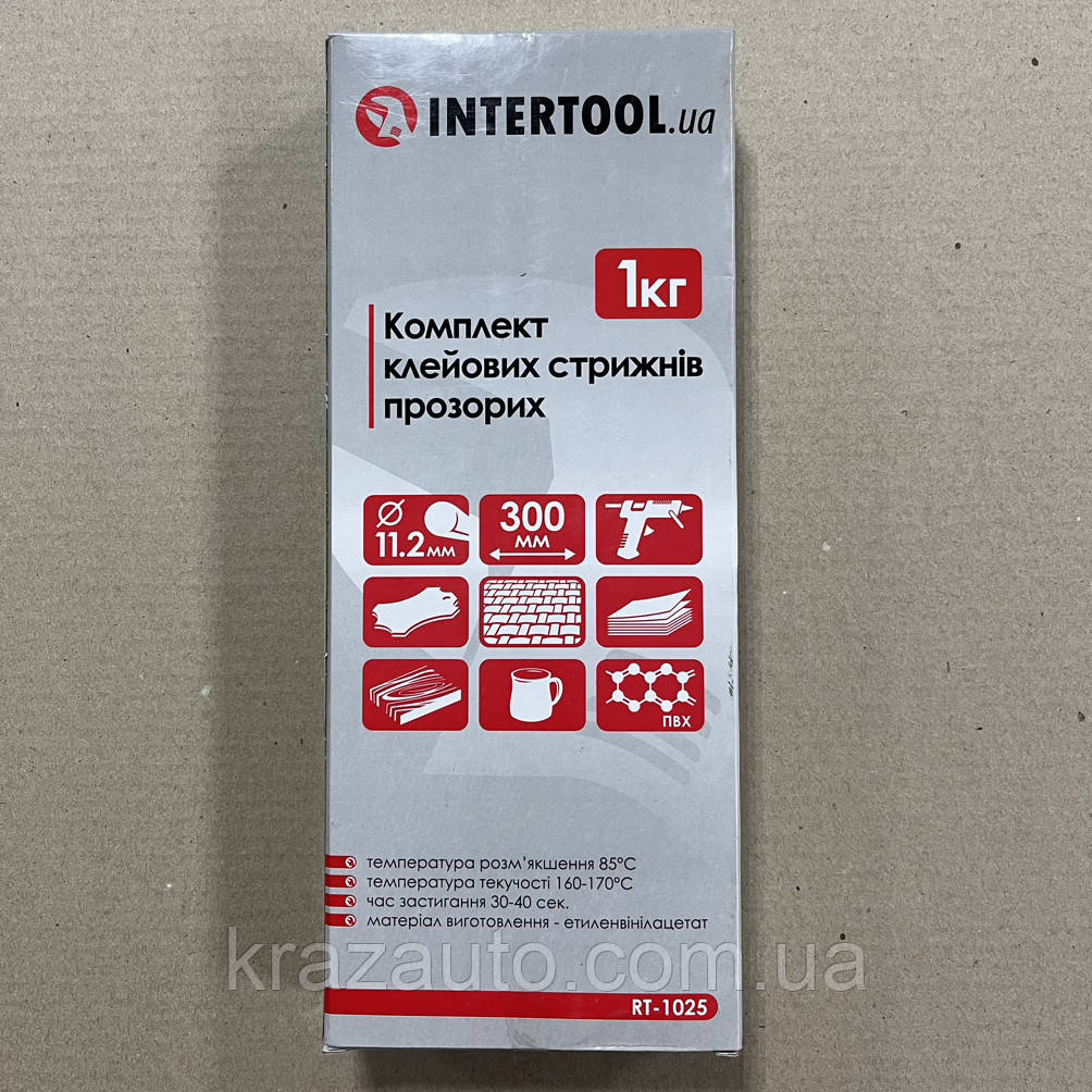 Комплект стрижнів клейових прозорих 11,2 мм*300 мм, пак. 1 кг INTERTOOL RT-1025