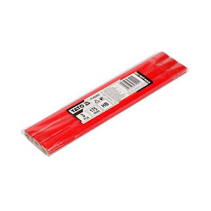 Олівці столярні YATO з твердою HB L=175x 5x 2mm 3шт в деревяній червоній оболонці YT-692603, фото 3