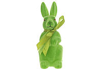 Фигурка декоративная Кролик с бантом с флоковым напылением 5*13см, цвет зеленый лайм