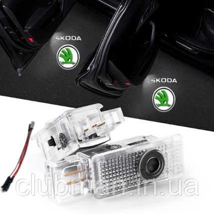 Проектор підсвічування логотипу для дверей Skoda (Шкода) Fabia, Octavia, Roomster, SuperB, фото 1