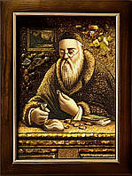 " Еврей з монетами " картина из янтаря 20*30