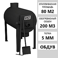 Печь буржуйка, аналог Булерьяна Брест 200 с вертикальным выходом. 5 мм.