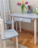 Дитячий столик і стільці від виробника дерева і ЛДСП стілець-стол стіл і стільці для дітей Білий, фото 6