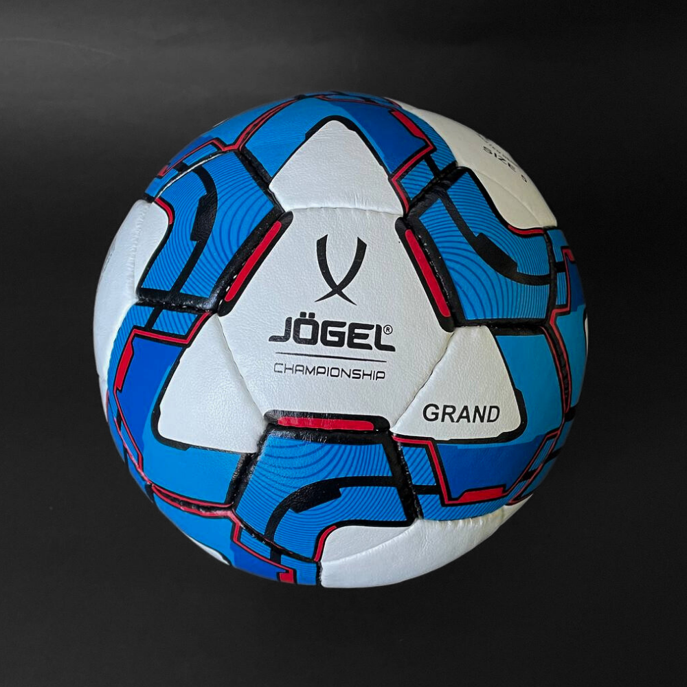 Спортивний ігровий м'яч Jogel, Футбольний м'яч ручна зшивка grippy Біло-синій (3G2)