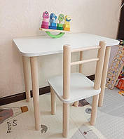 Детский столик и стульчик от производителя Дерево и ЛДСП стул-стол Стол и стульчик для детей Белый