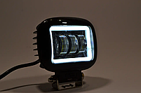 Світлодіодна LED-фара 45 Вт Квадратна (Black) + Ангельський Око Чітка світлова межа, фото 4
