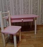 Дитячий столик і стільці від виробника стілець-стол дерева і ЛДСП Стол і стільці для дітей Білий, фото 4