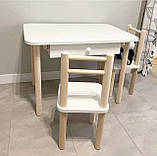 Дитячий столик і стільчик від виробника Дерево та ЛДСП стілець-стіл столик Стіл і стільчик для дітей Білий, фото 8
