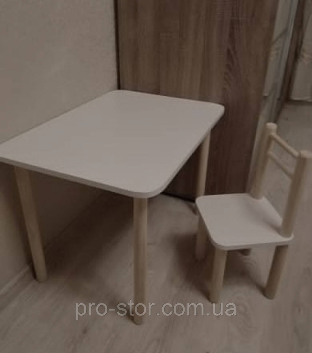 Дитячий столик і стільчик від виробника Дерево та ЛДСП стілець-стіл столик Стіл і стільчик для дітей Білий