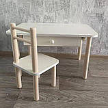 Дитячий столик і стільчик від виробника Дерево та ЛДСП стілець-стіл столик Стіл і стільчик для дітей Білий, фото 9