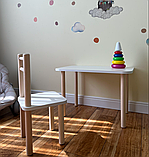 Дитячий столик і стільчик від виробника Дерево та ЛДСП стілець-стіл столик Стіл і стільчик для дітей Білий, фото 10